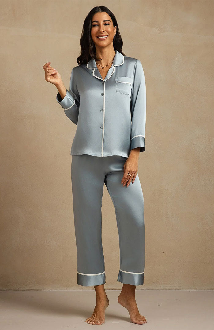 Tiffany Classic | Tiffany Blue Satin Button-Down Pajama Set