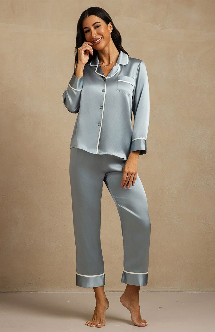 Tiffany Classic | Tiffany Blue Satin Button-Down Pajama Set