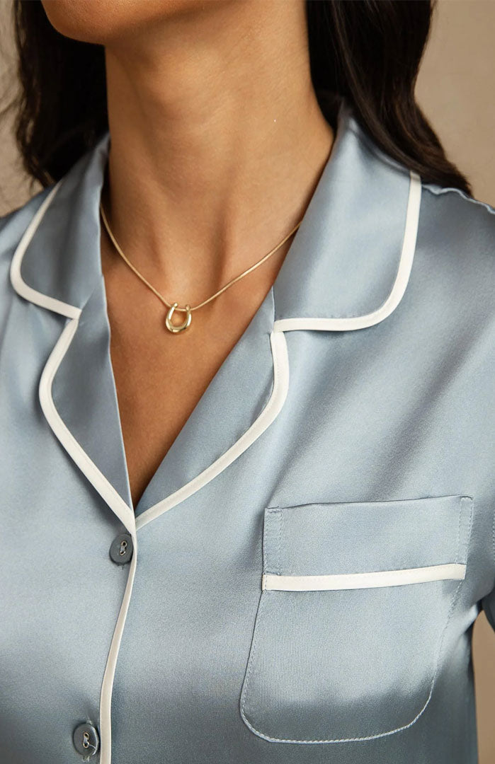 Tiffany Classic | Tiffany Blue Satin Button-Down Pajama Set