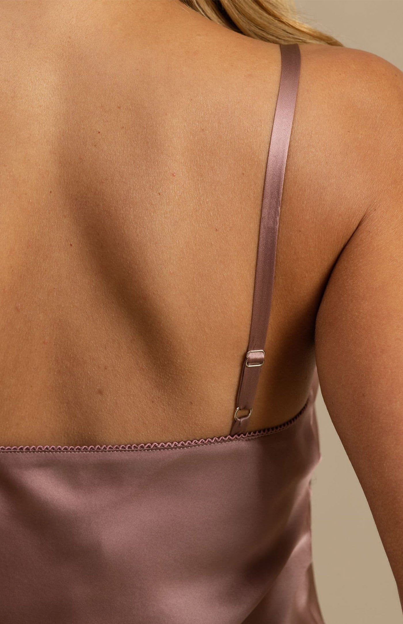 Dusty Rose Satin Nighty | Satin Trim Night Dress