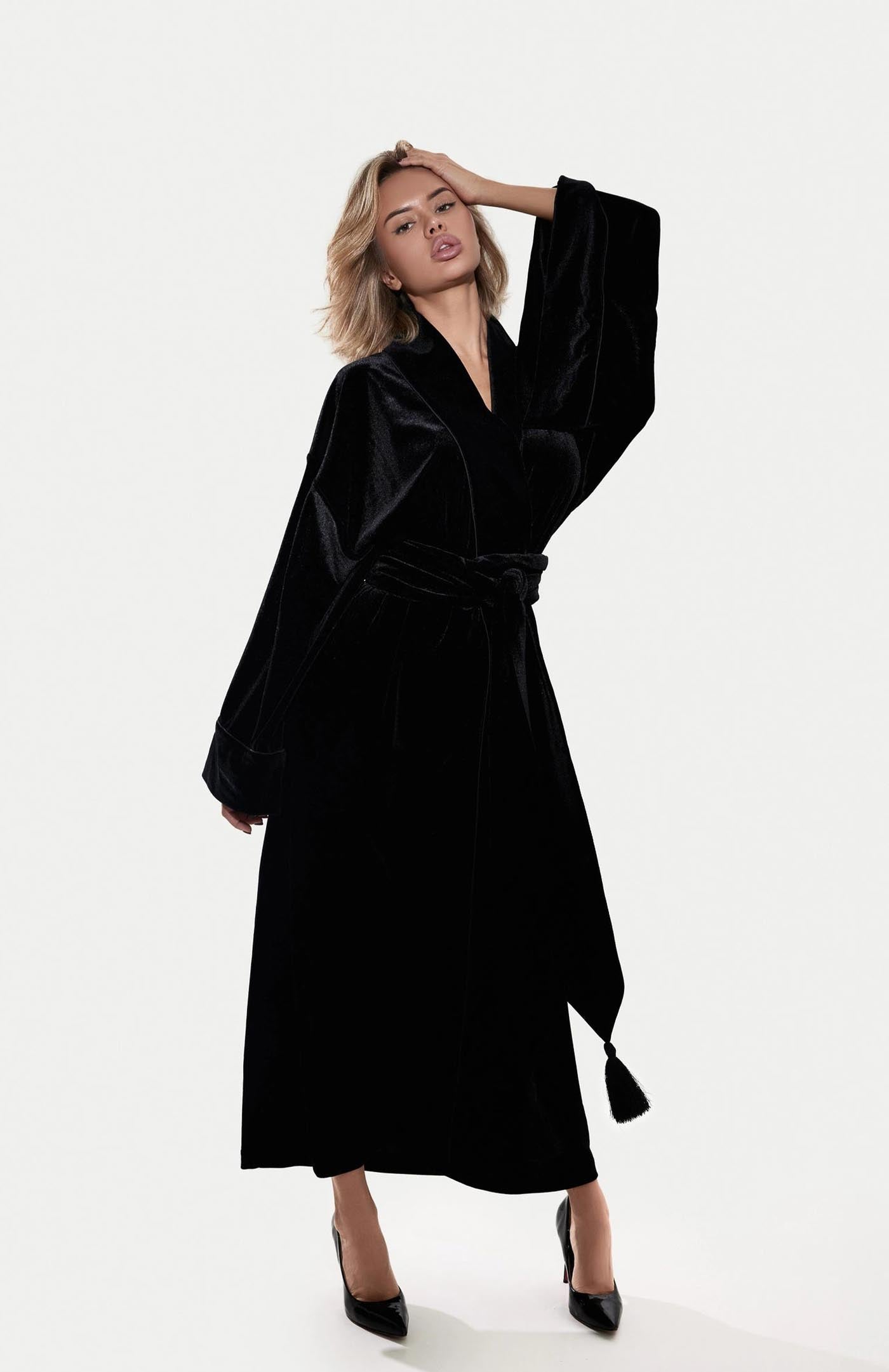 Black Velour Supremacy Kimono Robe