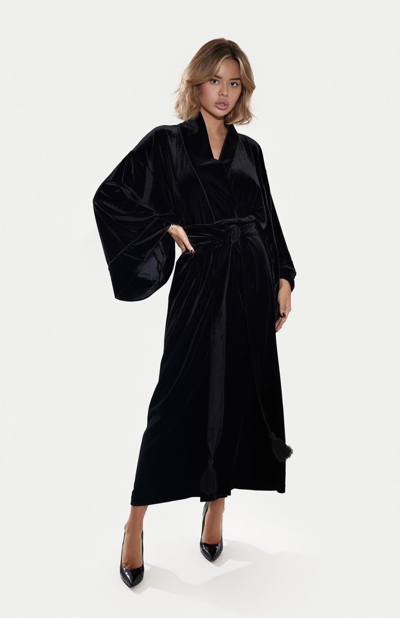 Black Velour Supremacy Kimono Robe