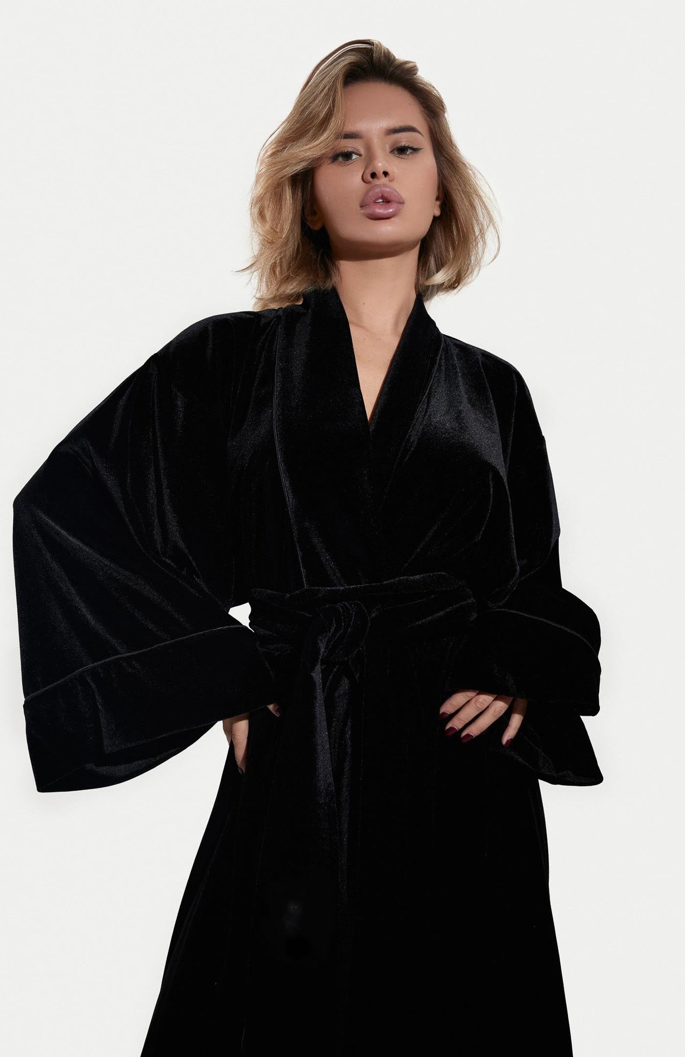 Black Velour Supremacy Kimono Robe