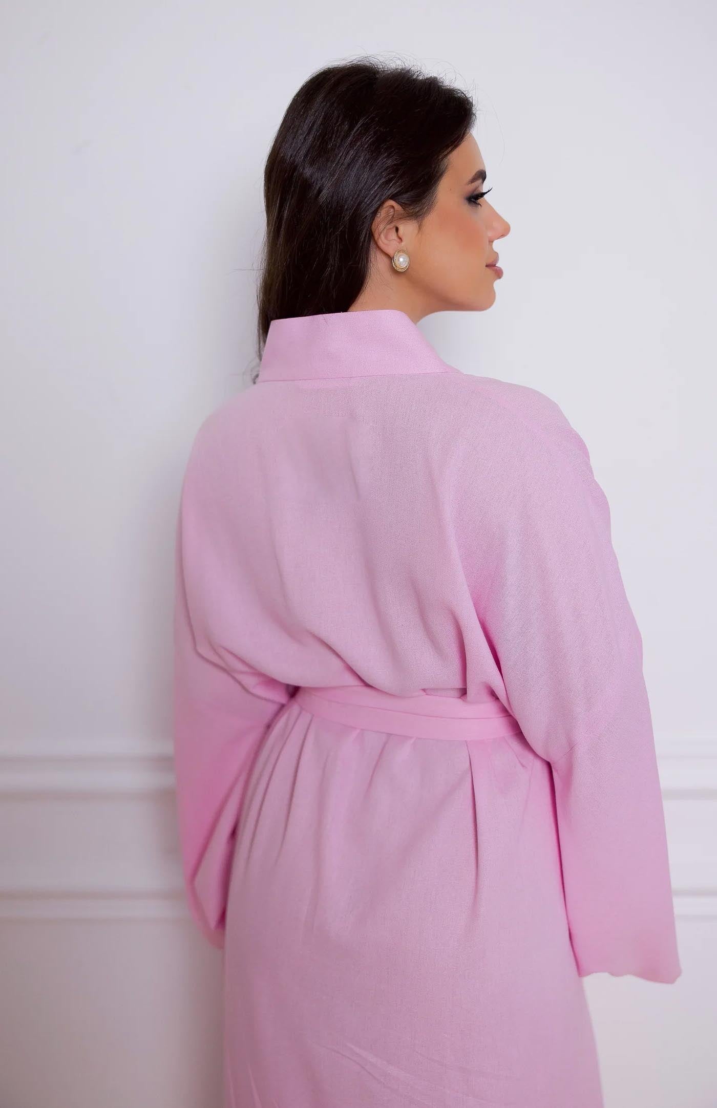 Pink Cotton Kimono Robe