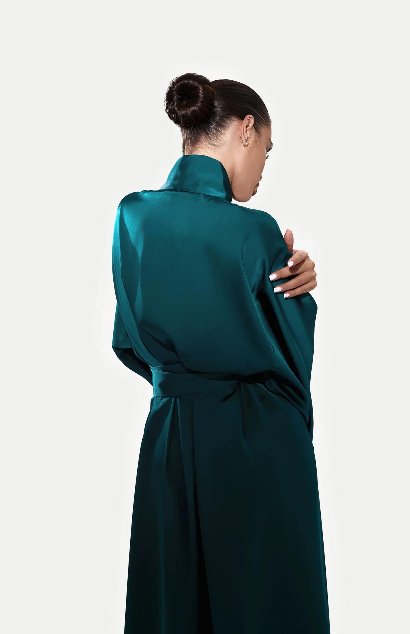 Teal Me Satin Kimono Robe