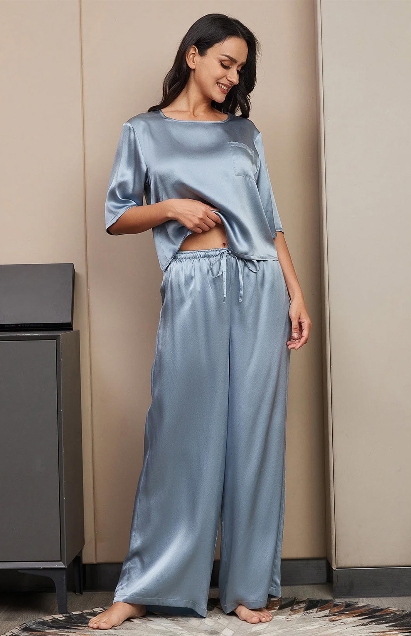 Lilac Blue Co-ord | Soft Satin Romance