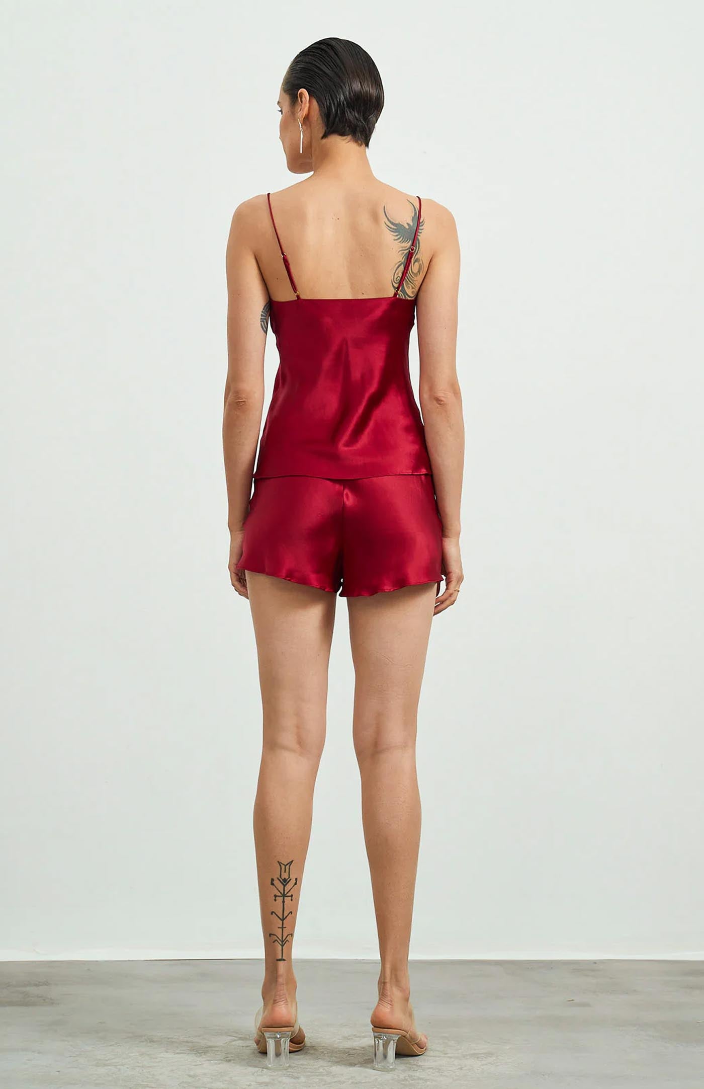 Satin Sin | Red Satin Camisole & Shorts Set