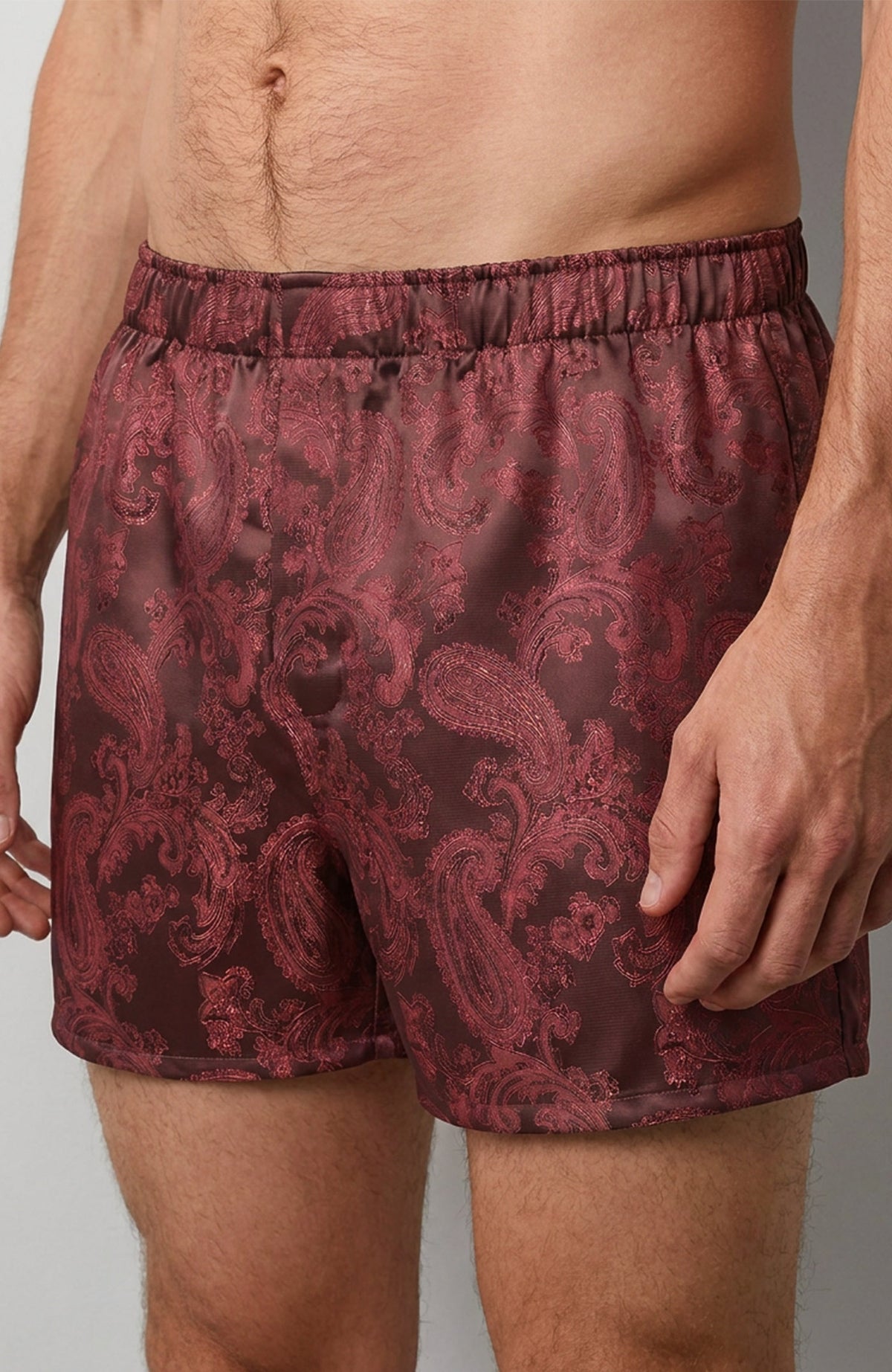 The Claret Signet | Wine Paisley Jacquard Boxers for Men