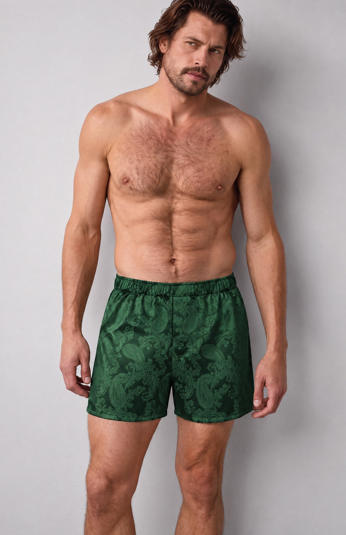 The Emerald Signet | Green Paisley Jacquard Boxers for Men