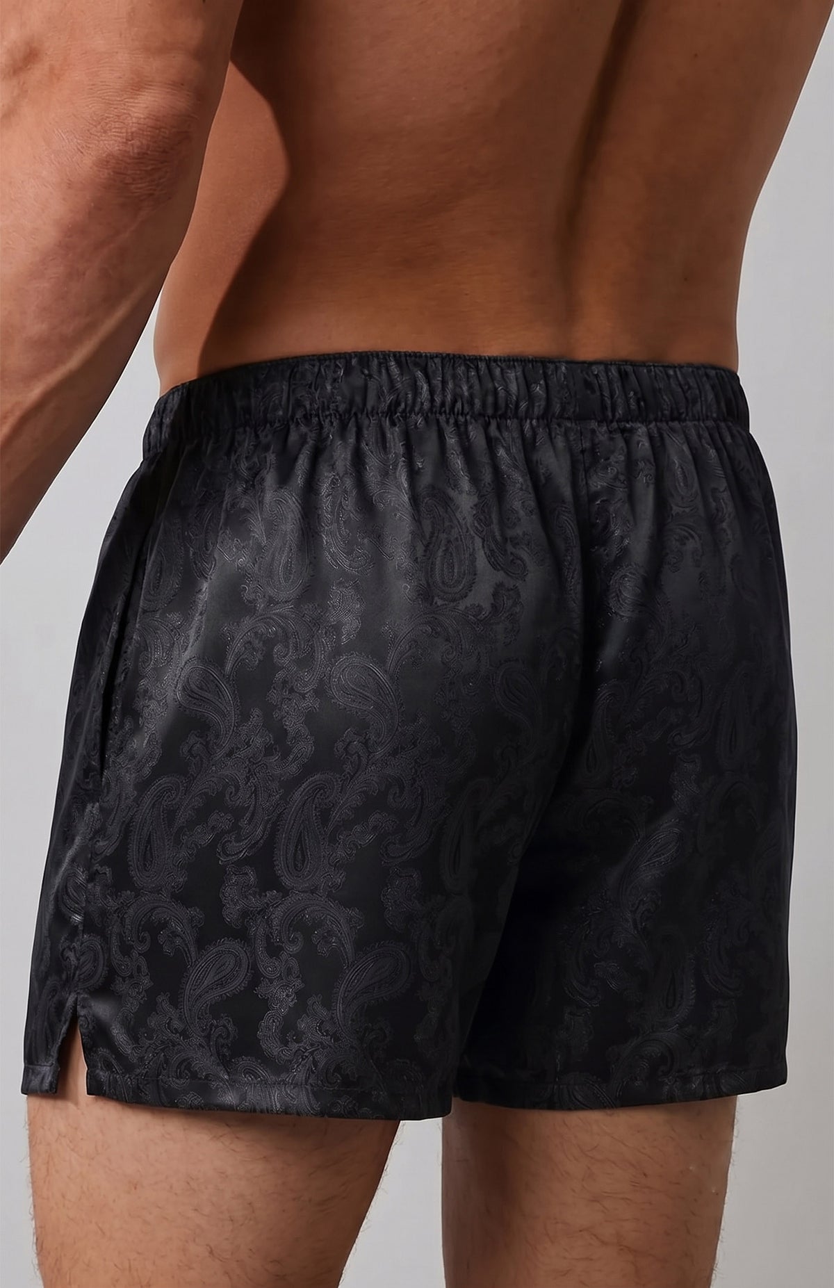 The Onyx Signet | Black Paisley Jacquard Boxers for Men