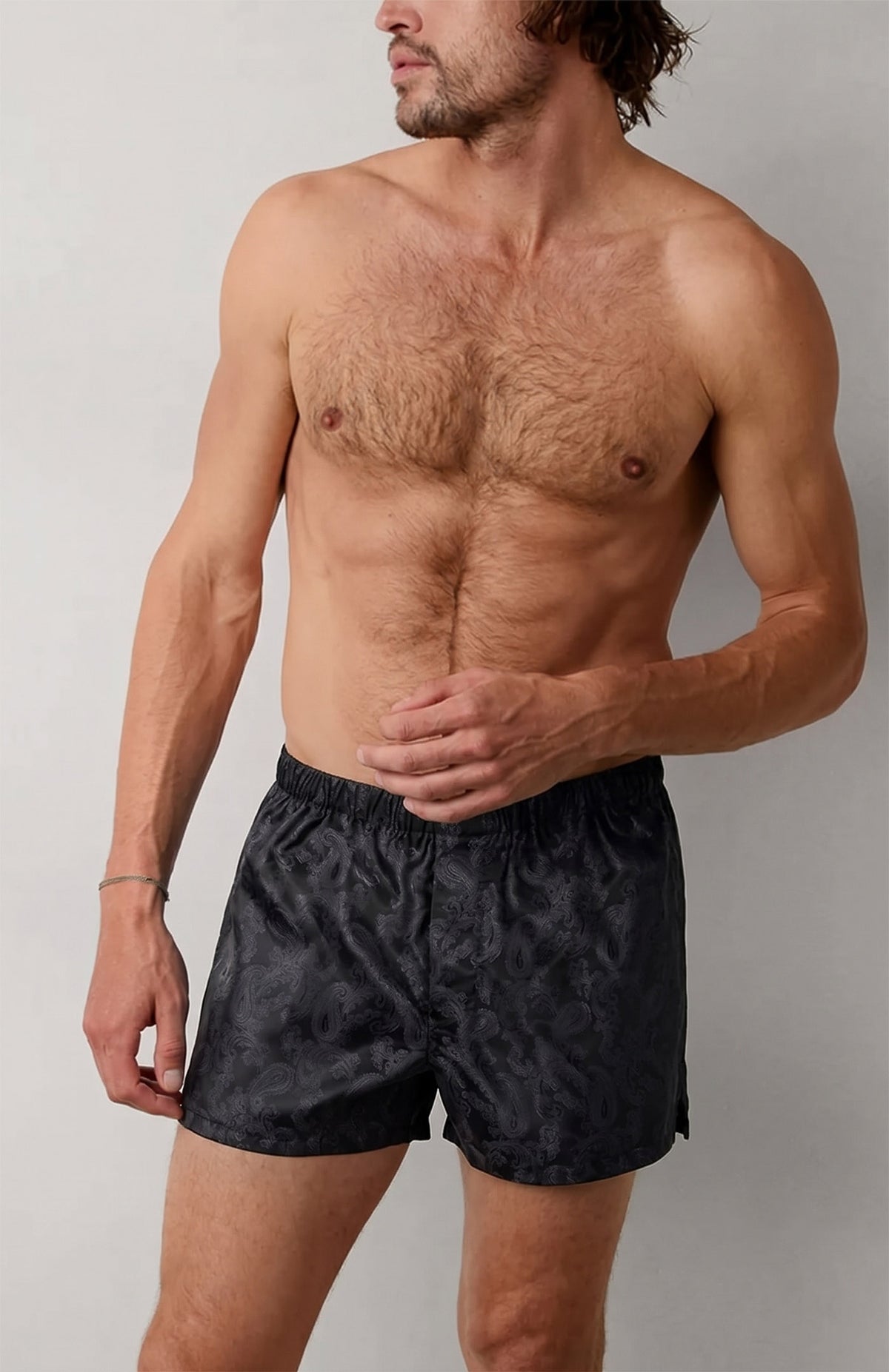 The Onyx Signet | Black Paisley Jacquard Boxers for Men