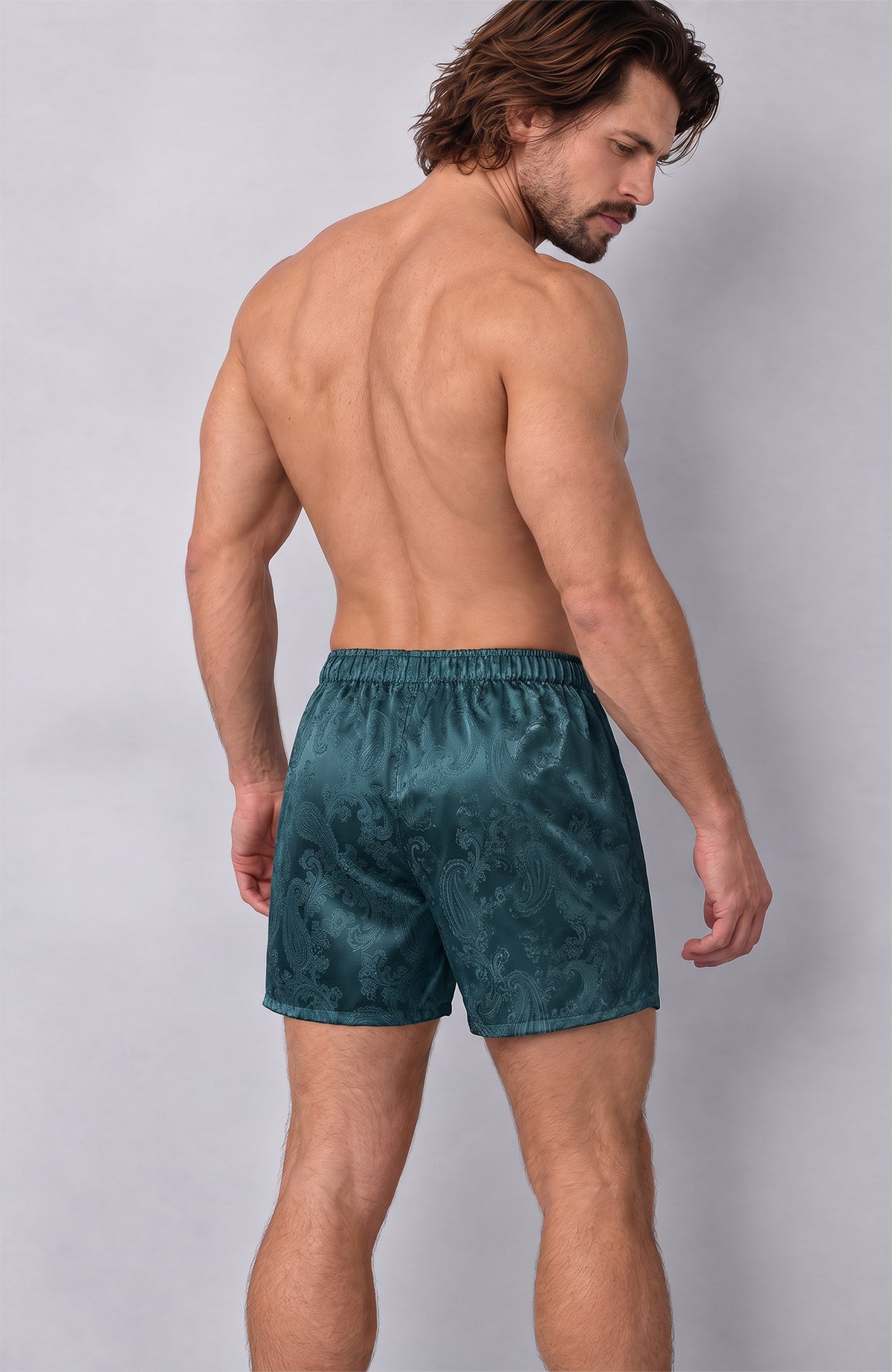 The Peacock Signet | Teal Paisley Jacquard Boxers for Men