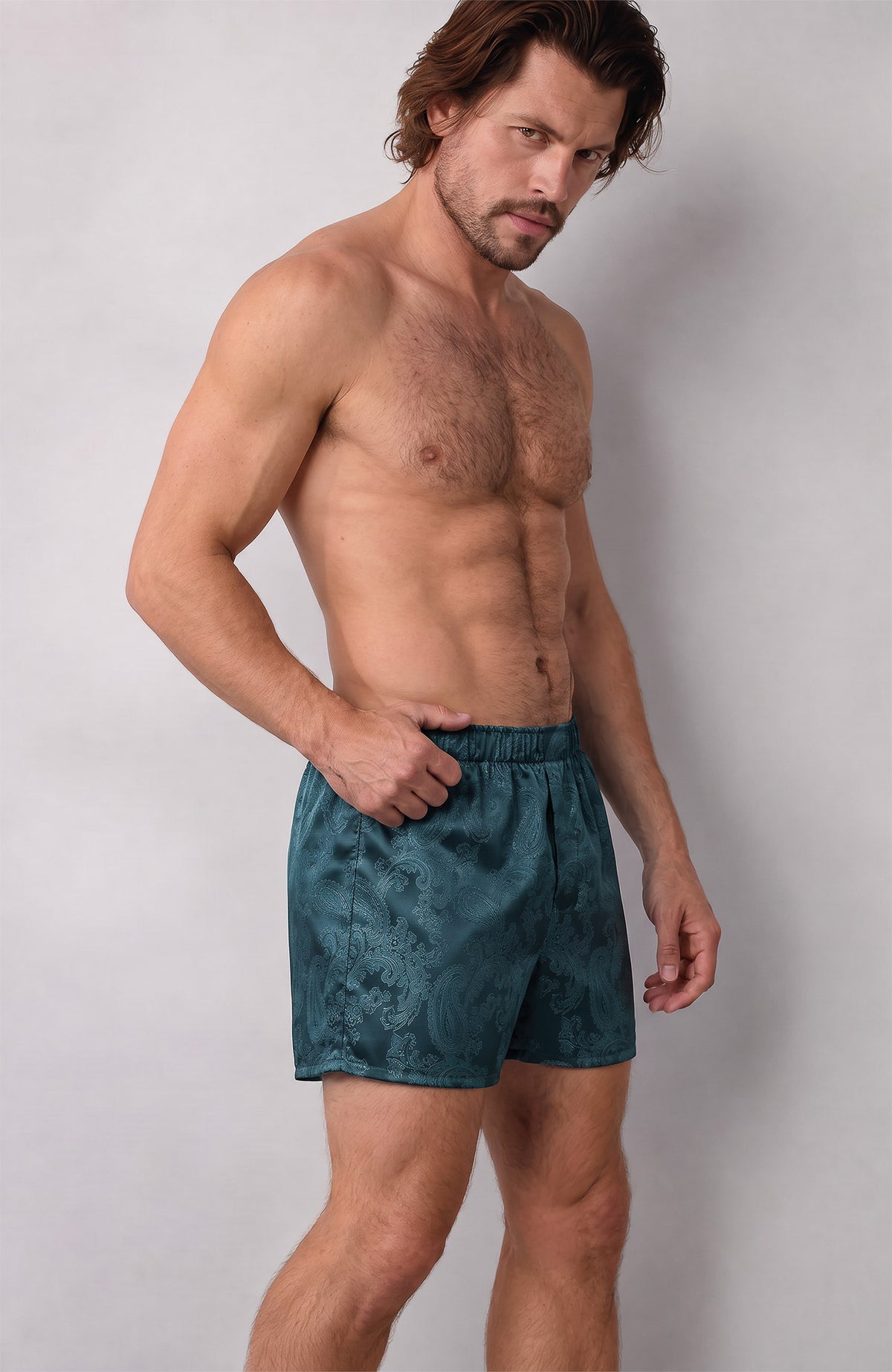 The Peacock Signet | Teal Paisley Jacquard Boxers for Men