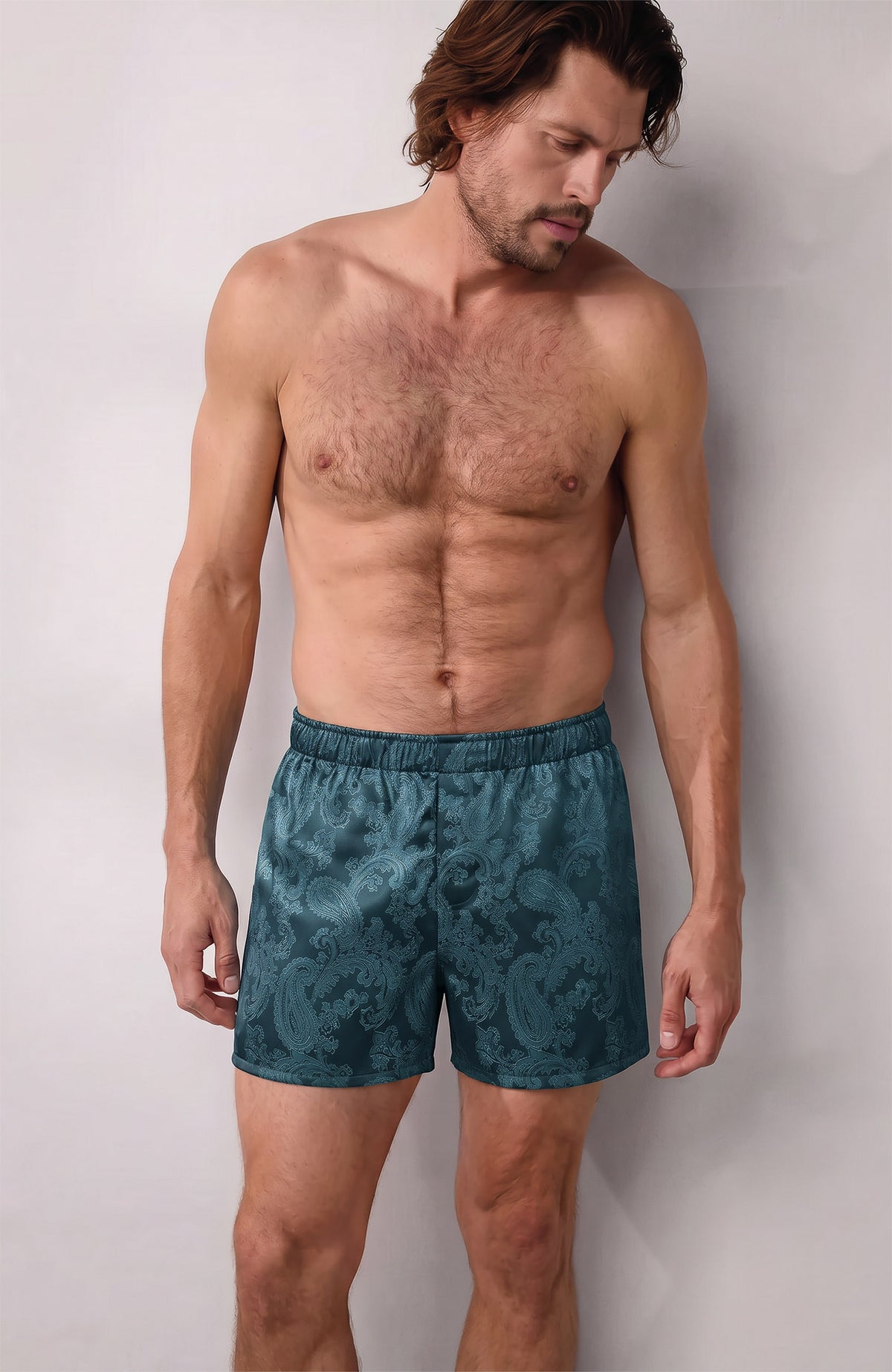 The Peacock Signet | Teal Paisley Jacquard Boxers for Men