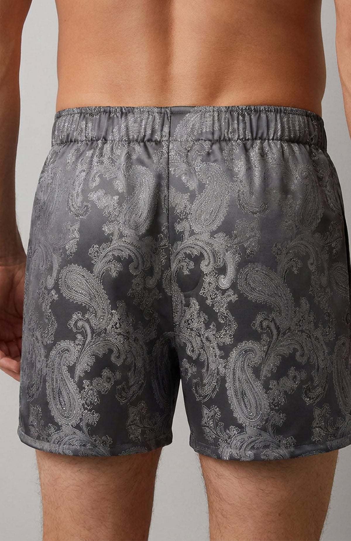The Pewter Signet | Grey Paisley Jacquard Boxers for Men