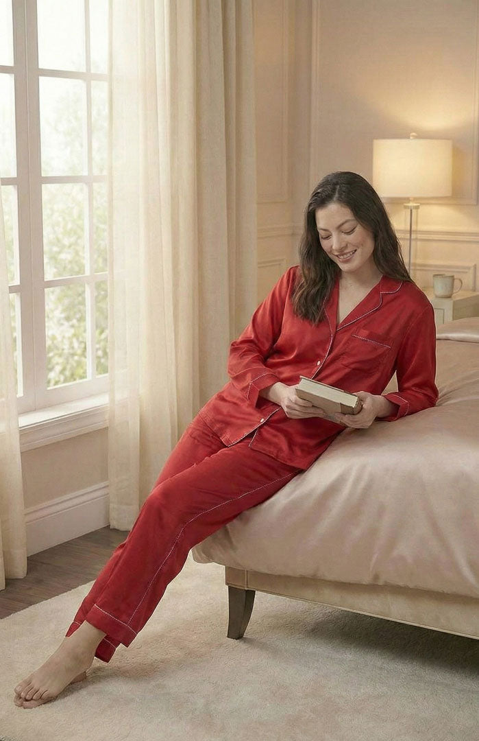 The Rare Red Diamond Set | Satin Loungewear
