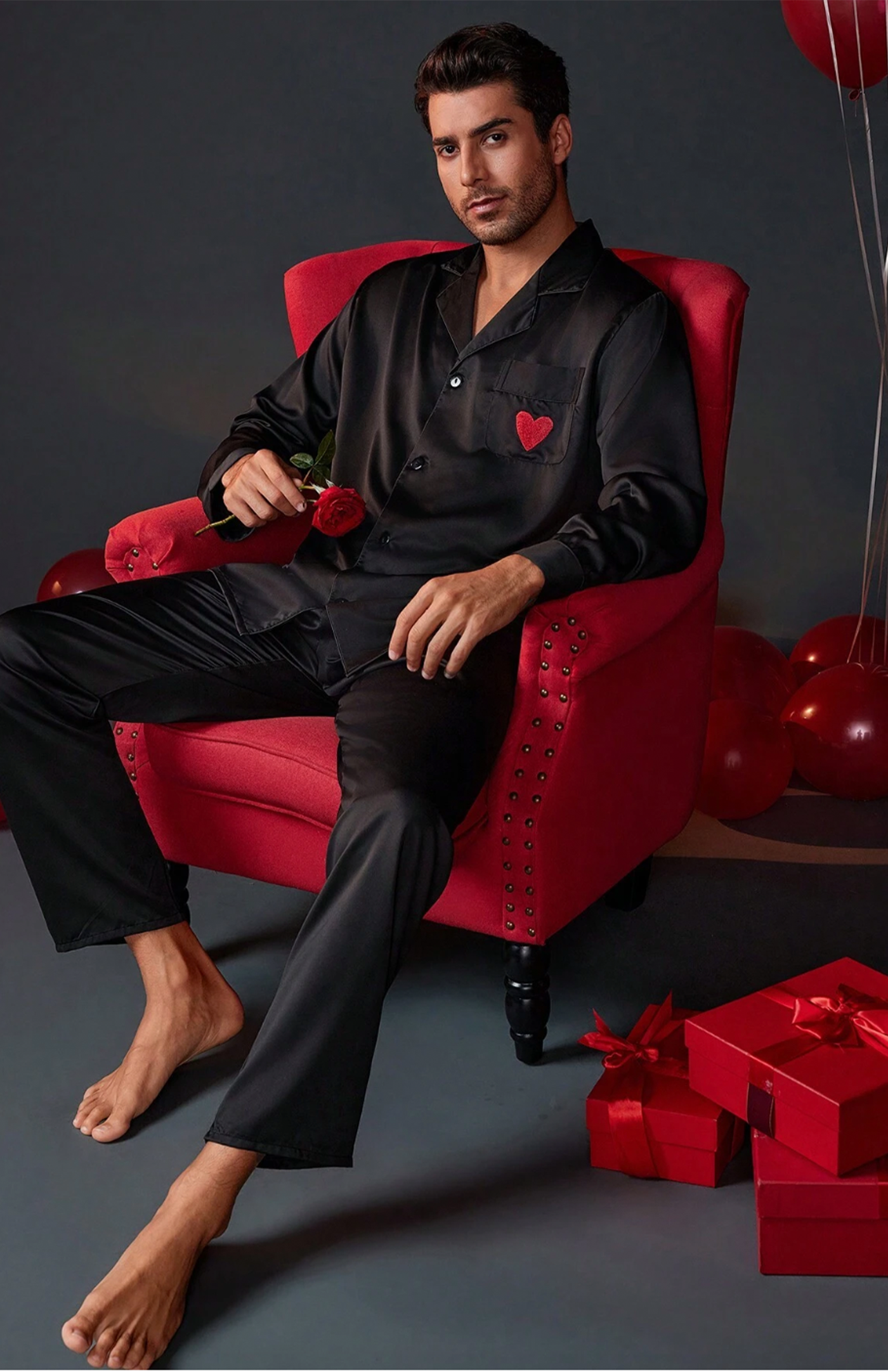 Midnight Heart | Satin Valentine’s Loungewear Set