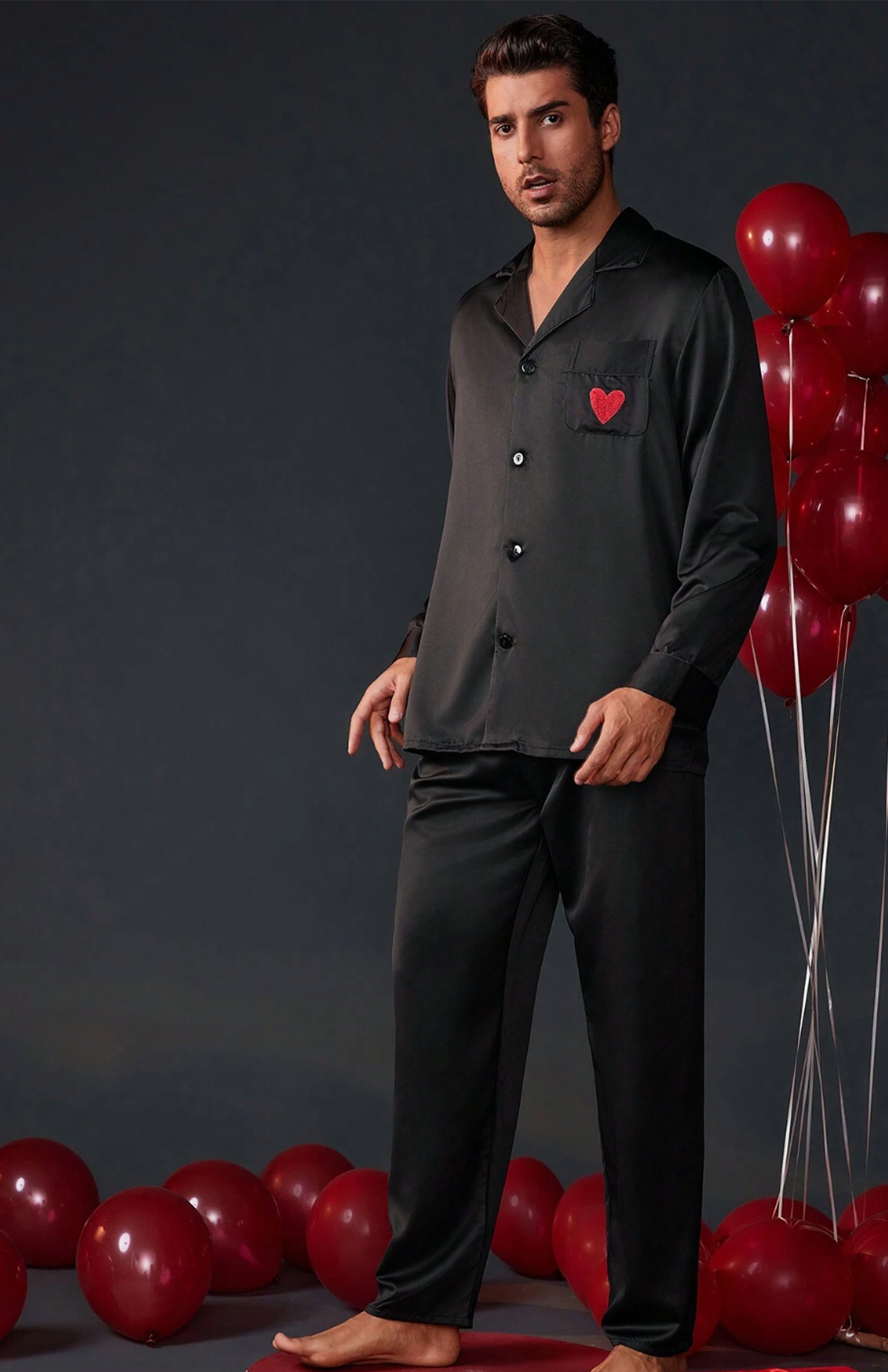 Midnight Heart | Satin Valentine’s Loungewear Set