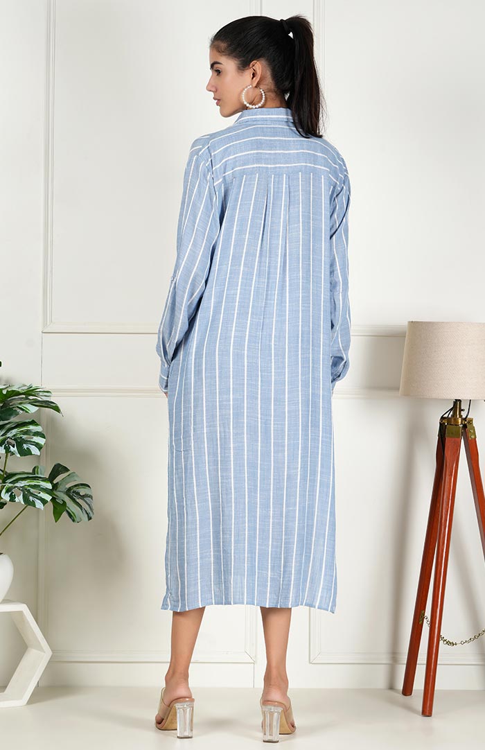 Blue Stripe Long Shirt | Shirt Dress