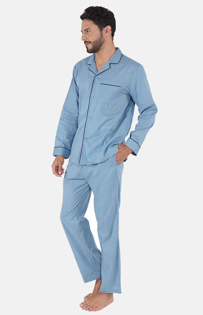 Azure Bliss Blue | Lounge Wear Set | 100% Cotton