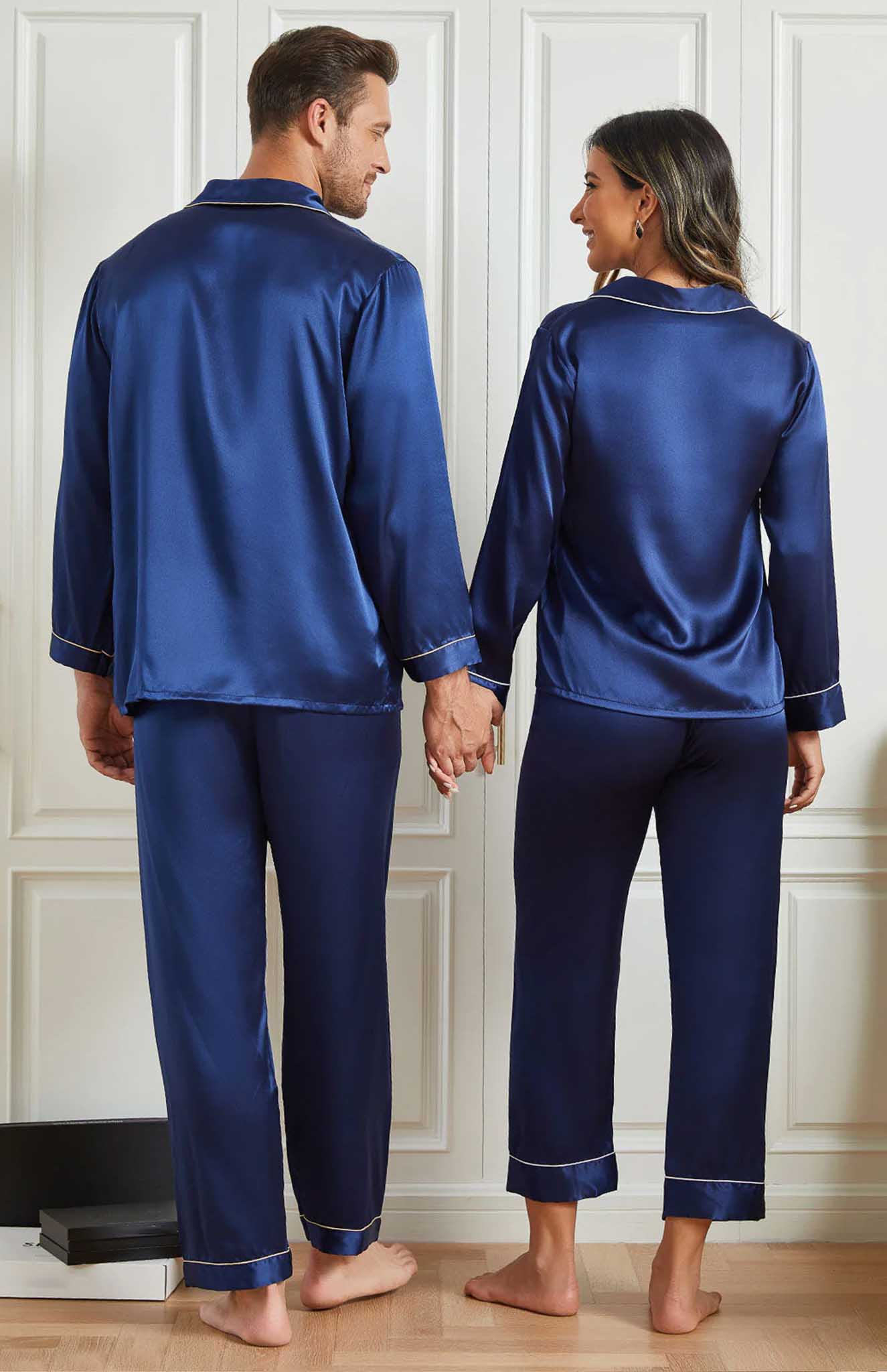 Heavenly Harmony His & Hers | Blue Satin Loungewear Set For Couples