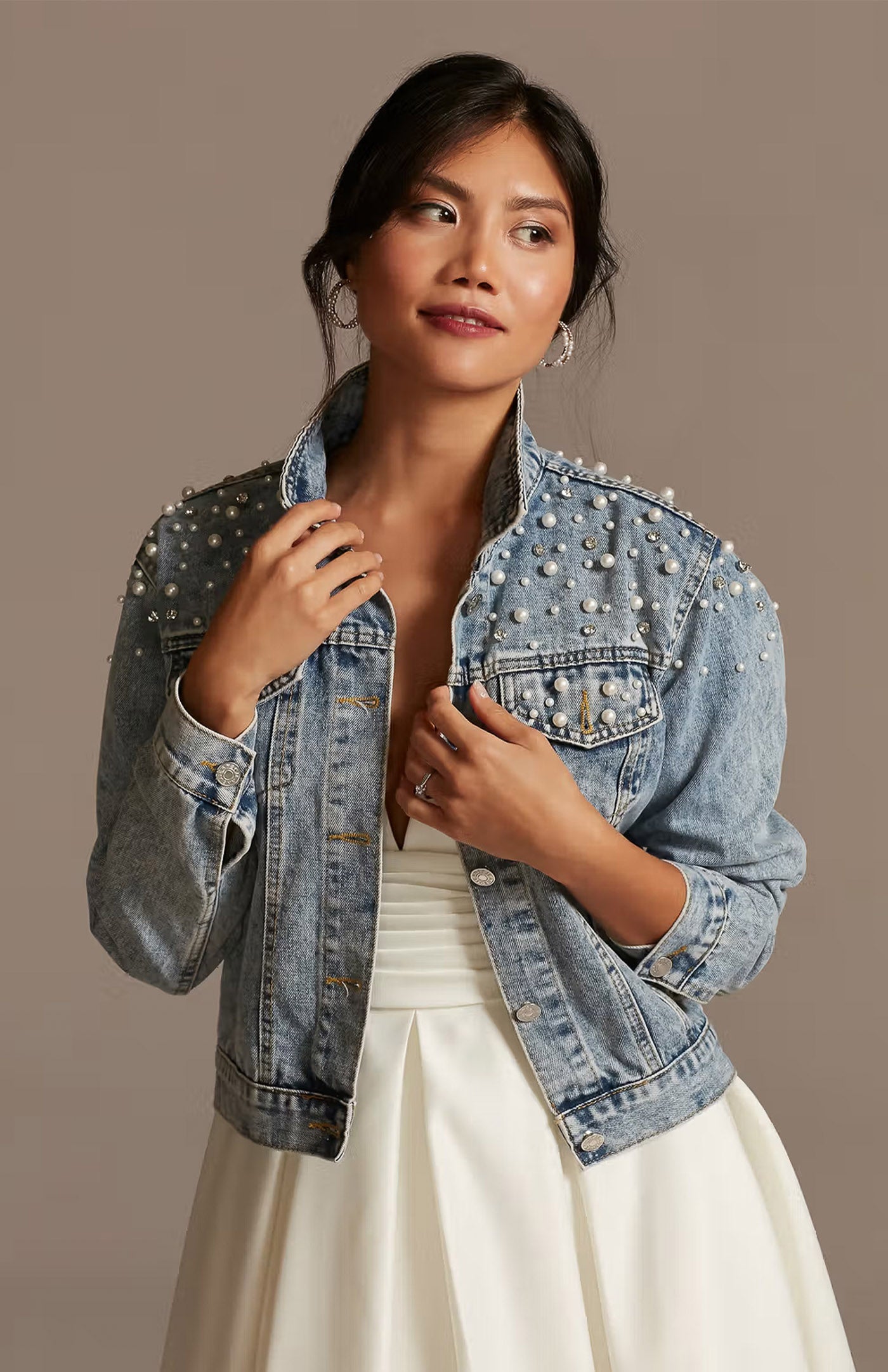 Wifey Denim Jacket | Bridal Custom Pearl & Rhinestone