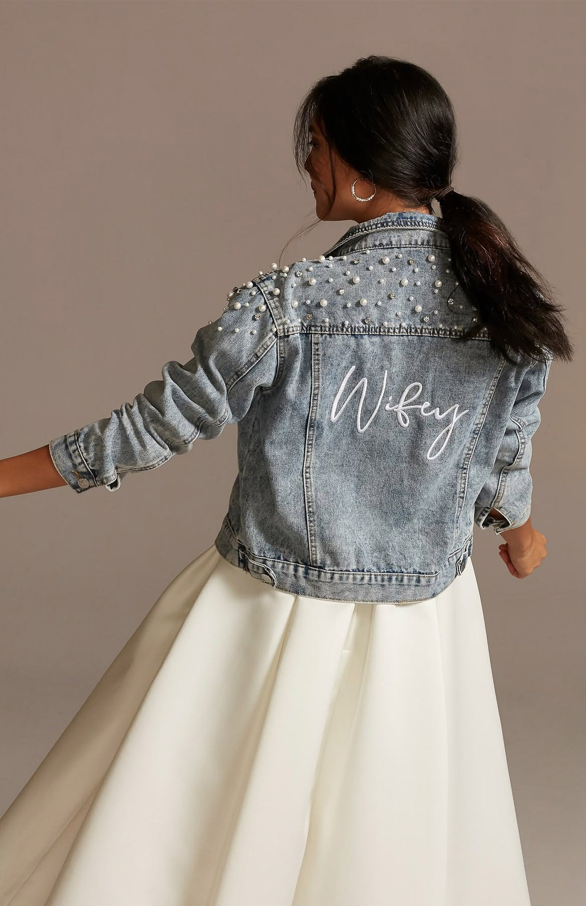 Wifey Denim Jacket | Bridal Custom Pearl & Rhinestone