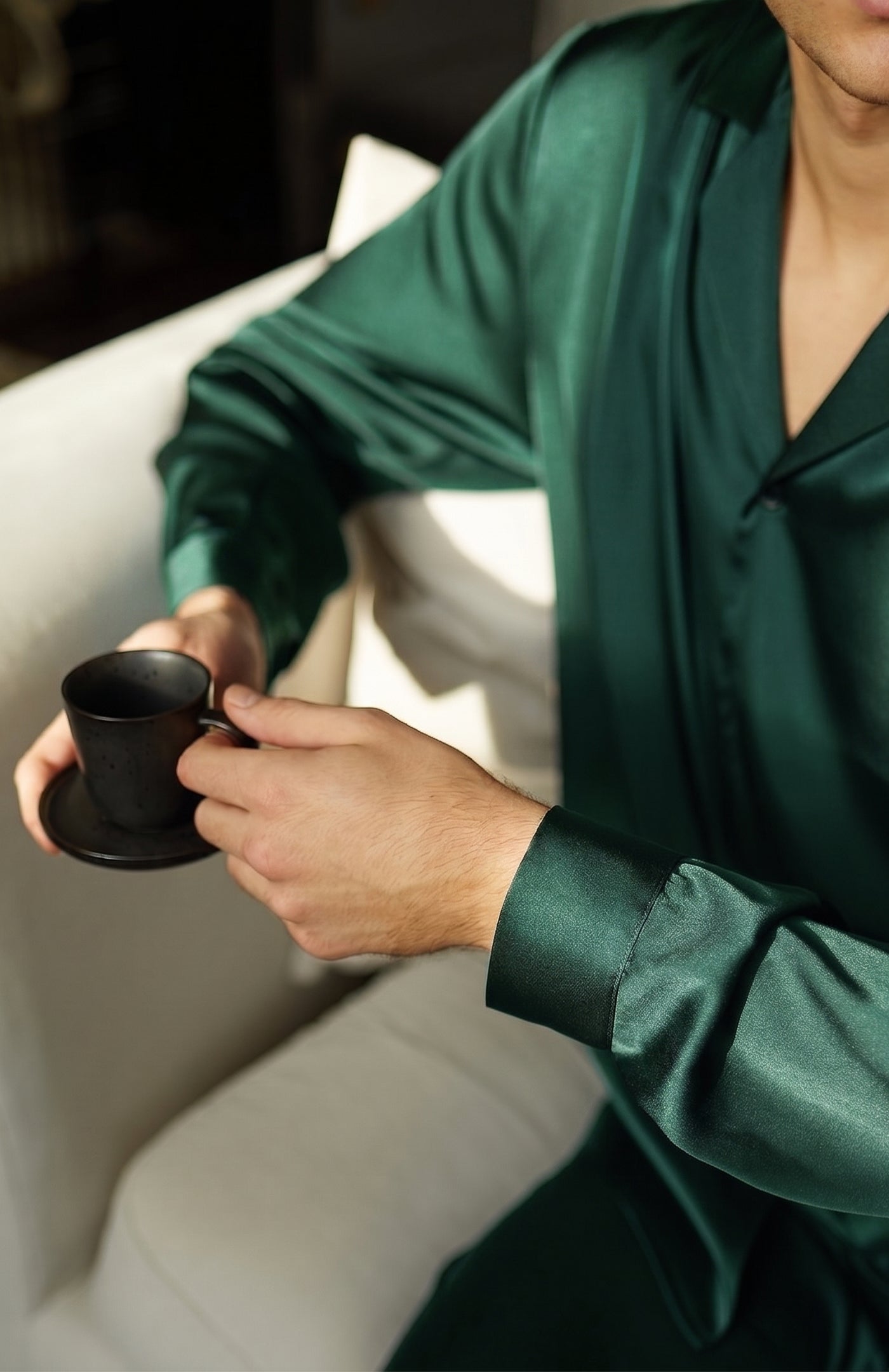 Emerald Empire | Men’s Green Satin Loungewear Set