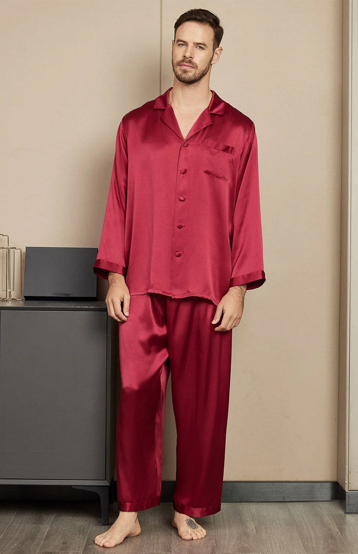 Capital Flame |  Red Satin Luxury Loungewear Set for Men