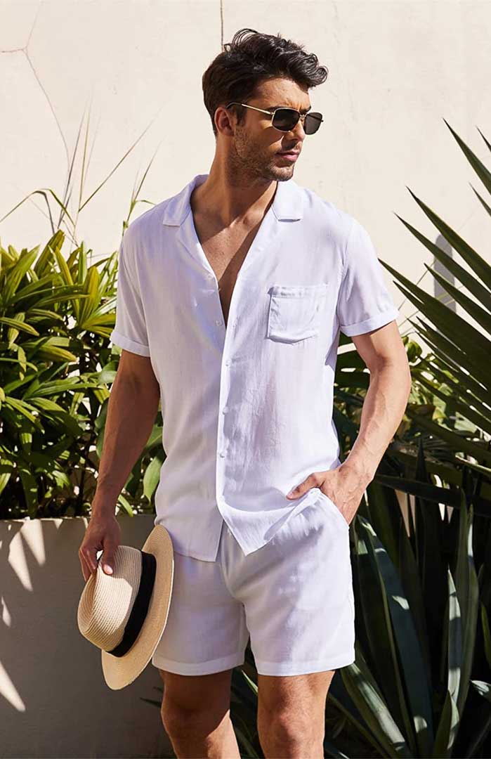 Men's White Egyptian Cotton Summer Co-ord Set