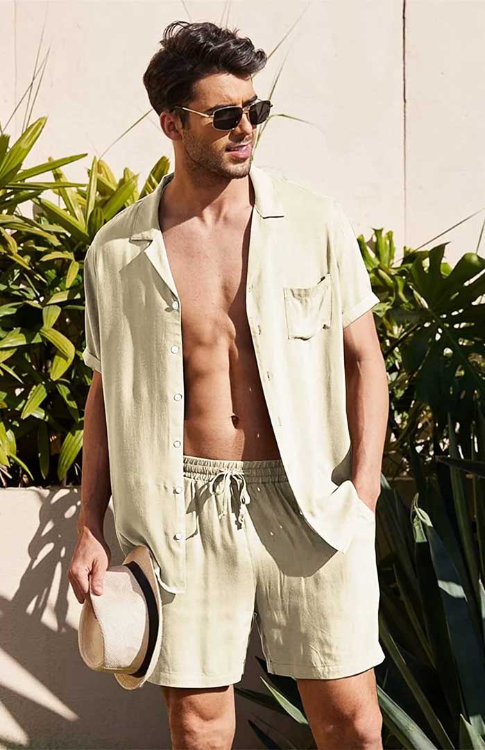 Men's White Egyptian Cotton Summer Co-ord Set