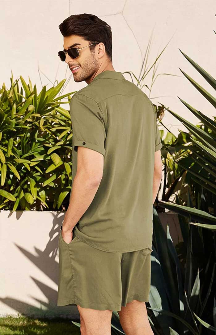 Verdant Vibe | Men's Green Egyptian Cotton Co-ord Set