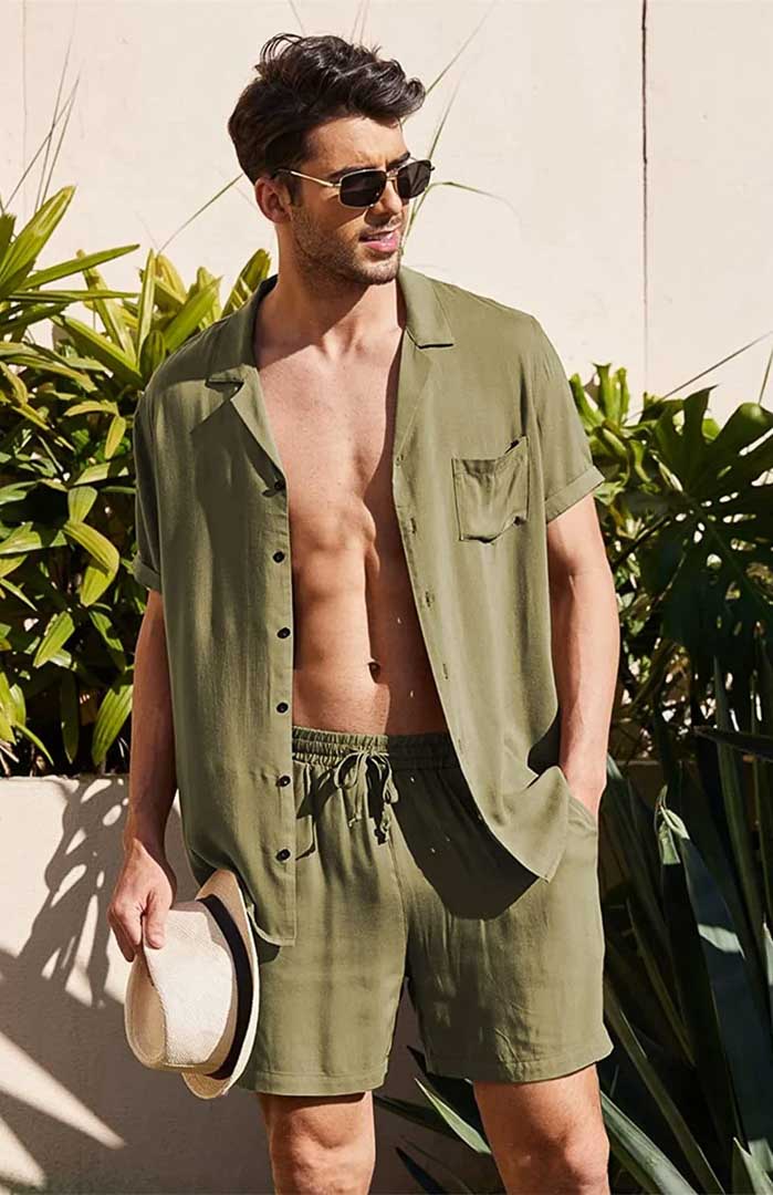 Verdant Vibe | Men's Green Egyptian Cotton Co-ord Set