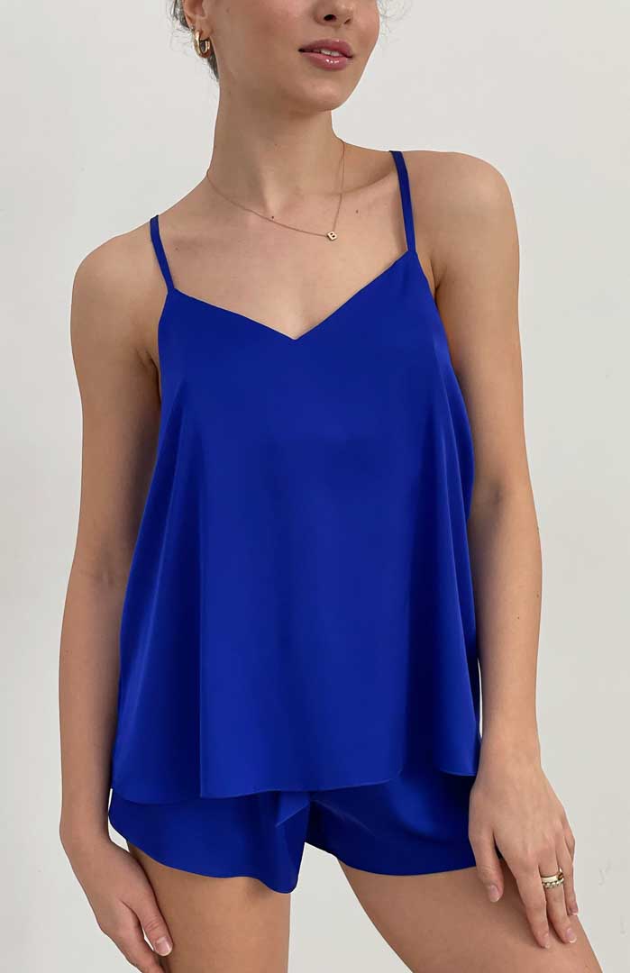 Cobalt Thunder  | Cobalt Blue Satin Camisole & Shorts Set