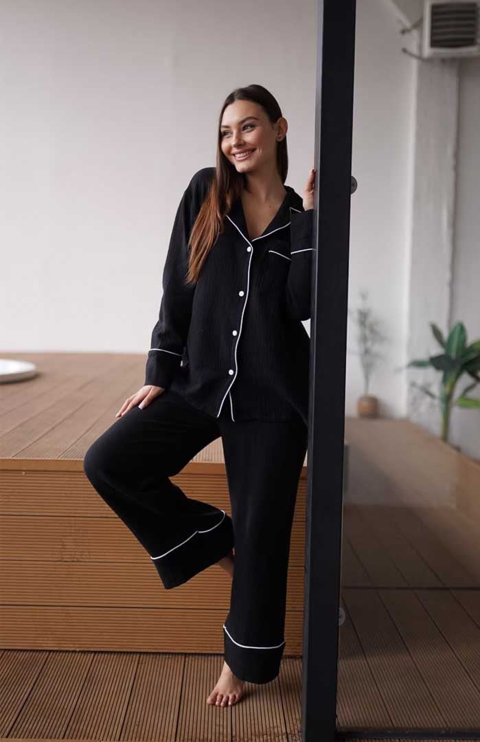 Black Heart | 100% Cotton Black Loungewear