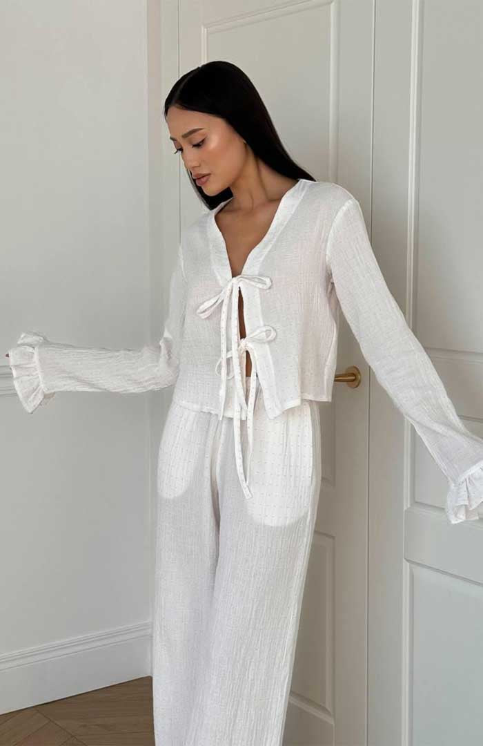 Ivory Drift | 100% Cotton Muslin Co-ord Set for Women
