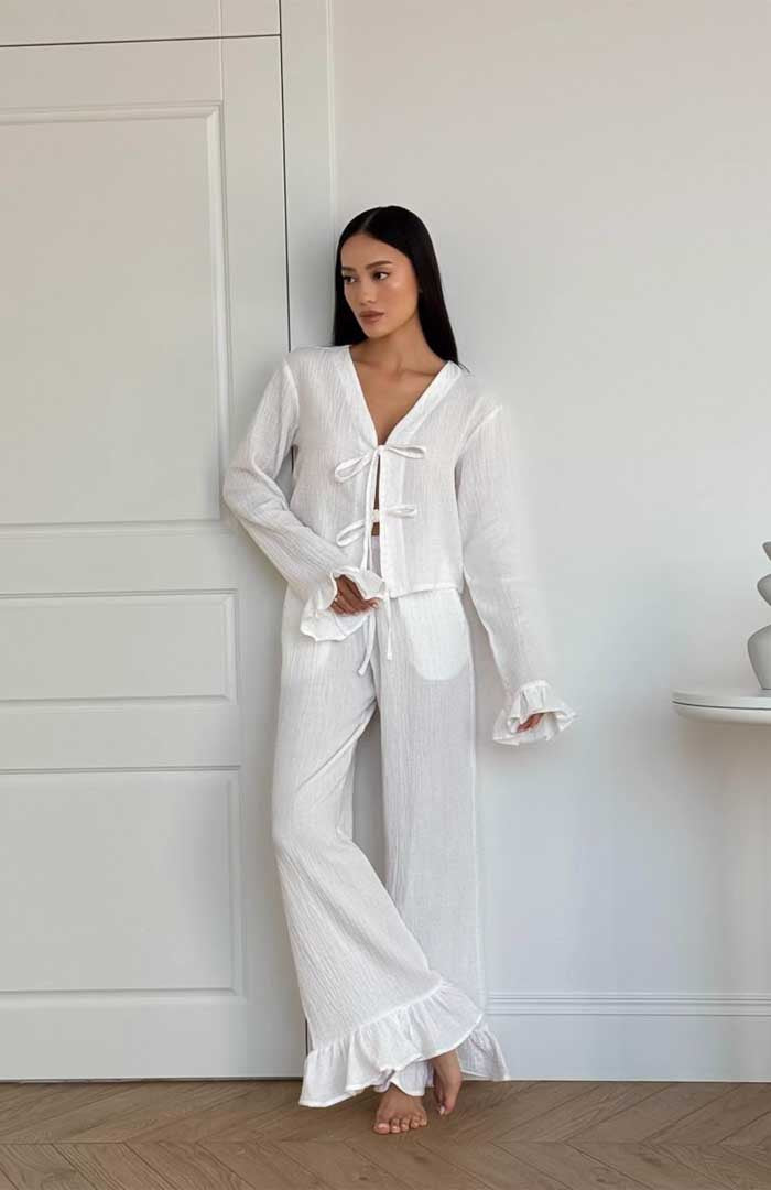 Ivory Drift | 100% Cotton Muslin Co-ord Set for Women