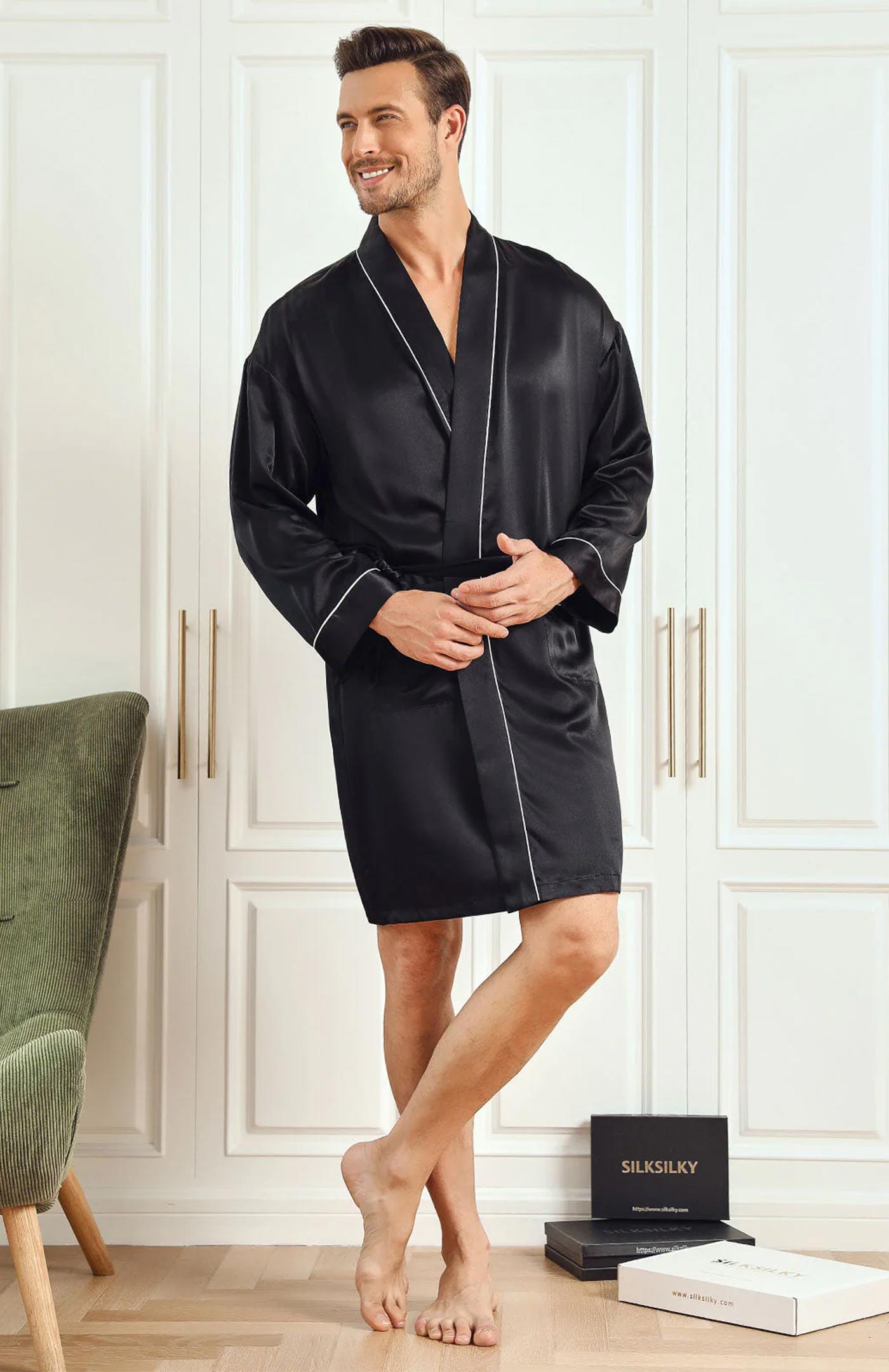 Black Satin Robe