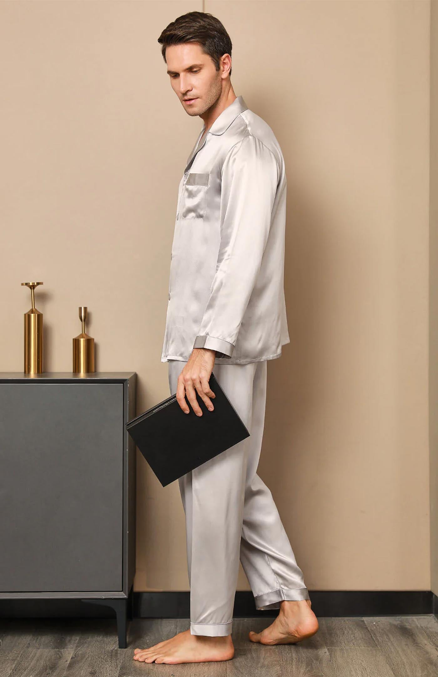 Platinum Silver Satin | Regal Satin Loungewear Set