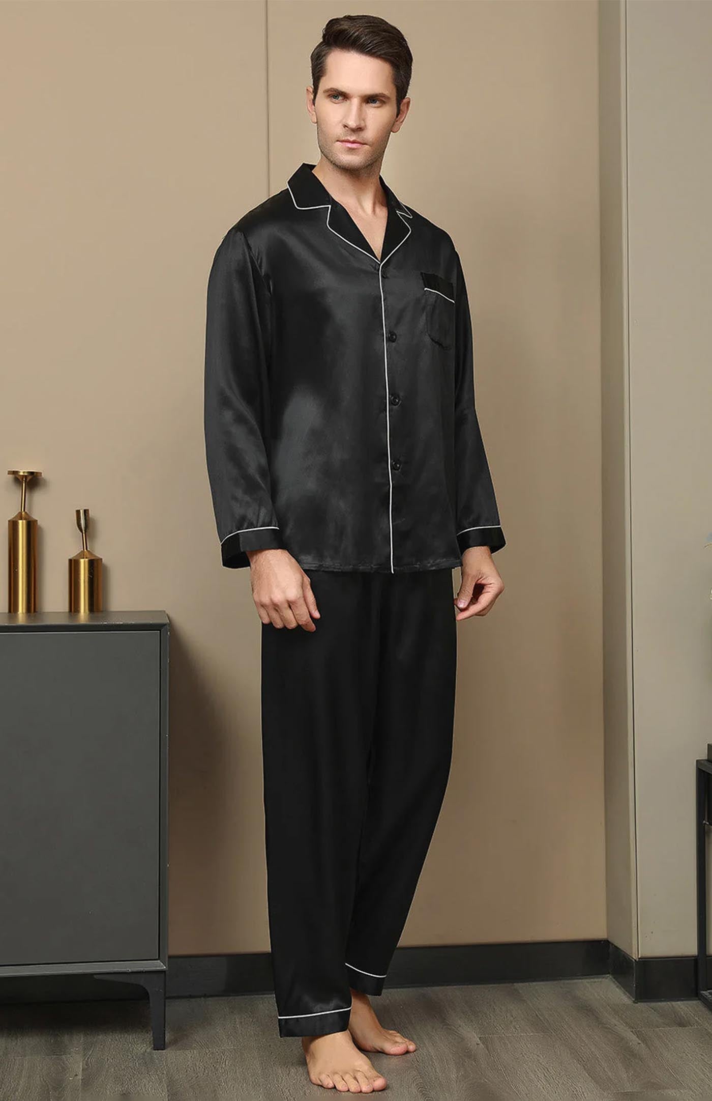 Ebony Black | Regal Satin Loungewear Set