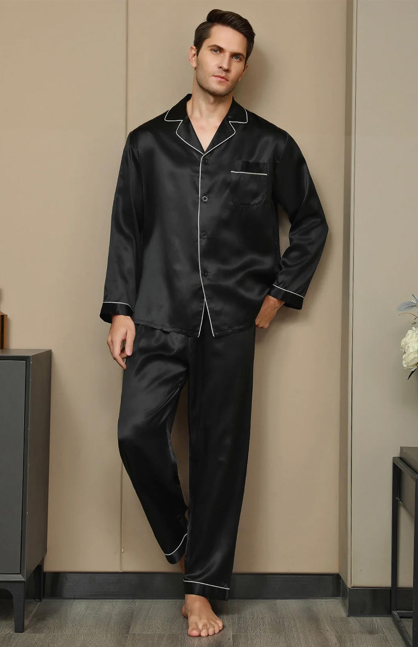 Ebony Black | Regal Satin Loungewear Set