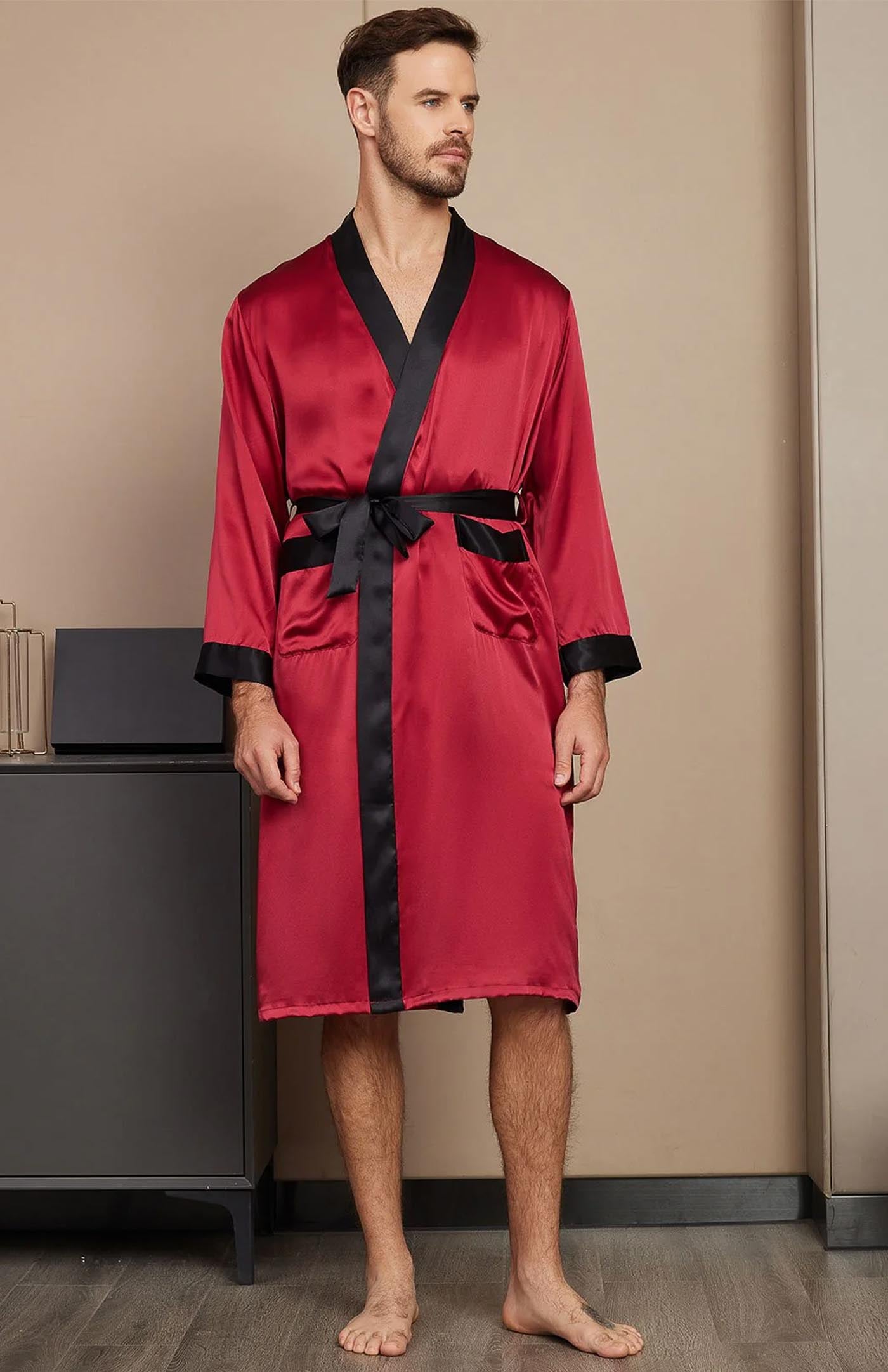 Red Regal Contrast Robe | Satin Robe