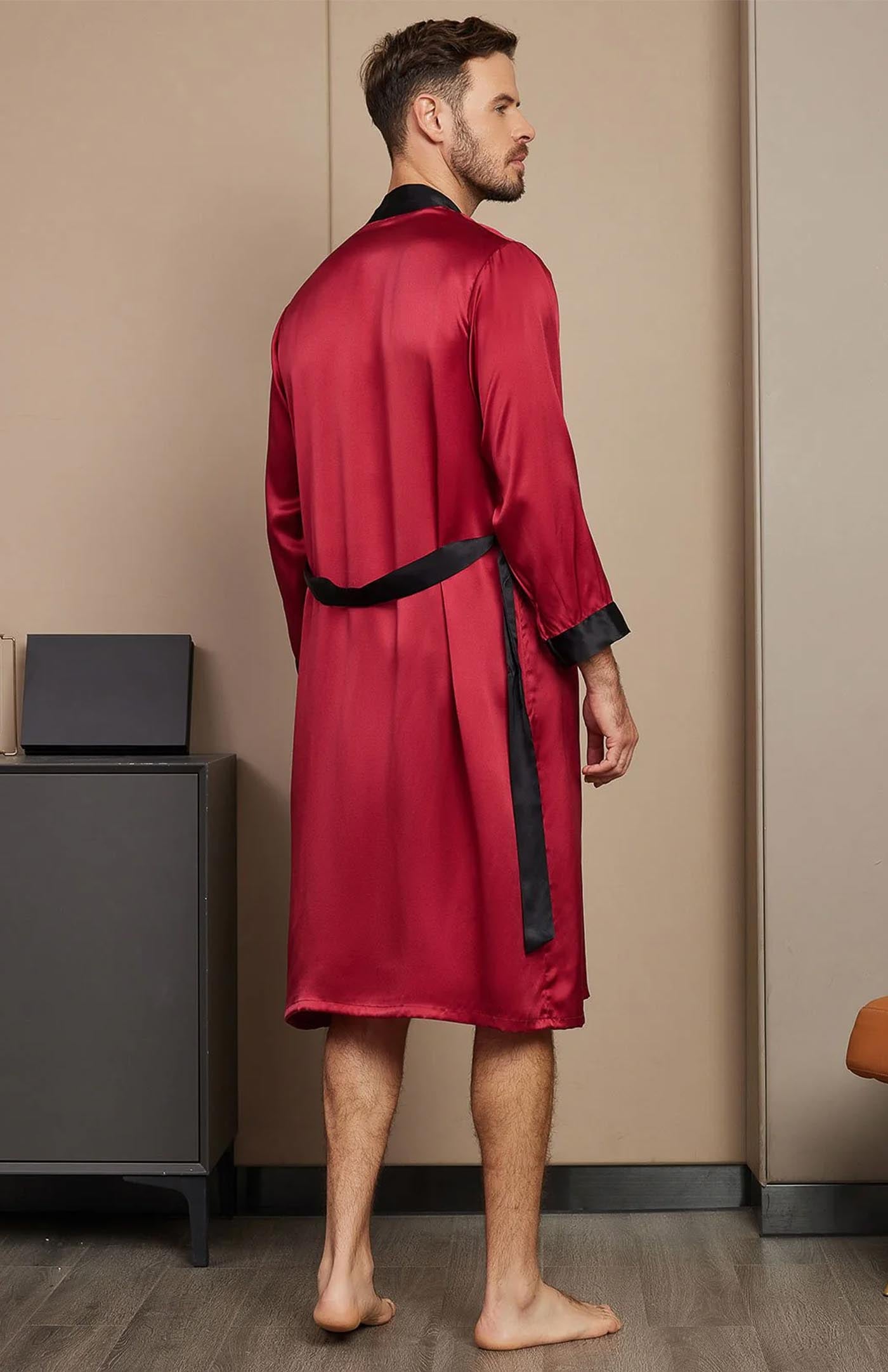 Red Regal Contrast Robe | Satin Robe