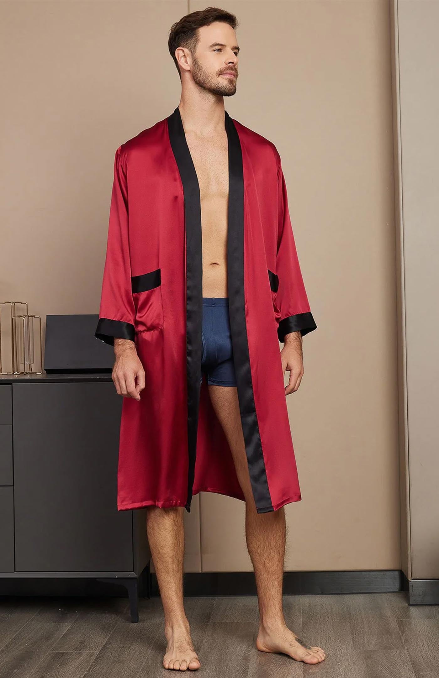 Red Regal Contrast Robe | Satin Robe