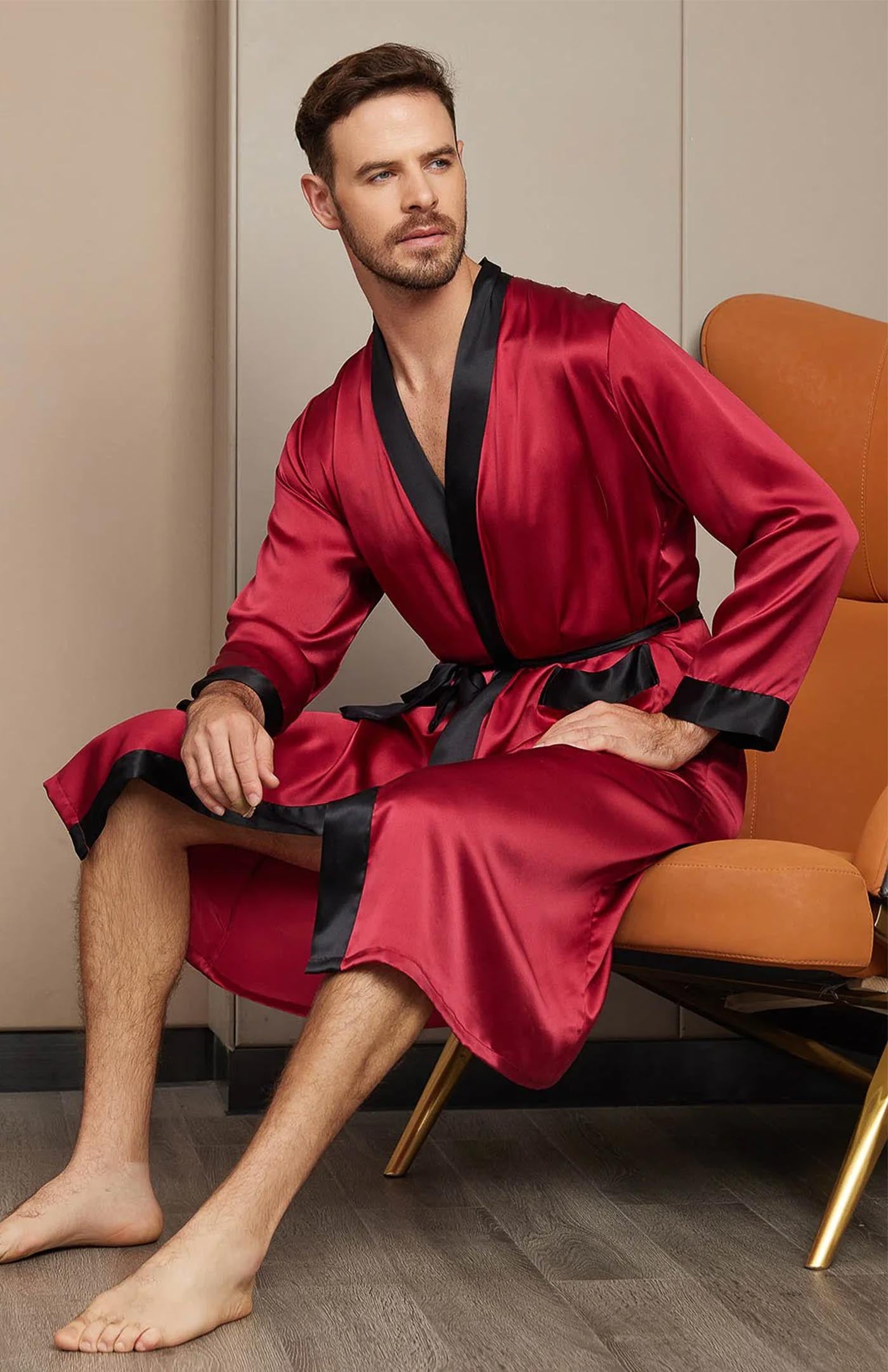 Red Regal Contrast Robe | Satin Robe