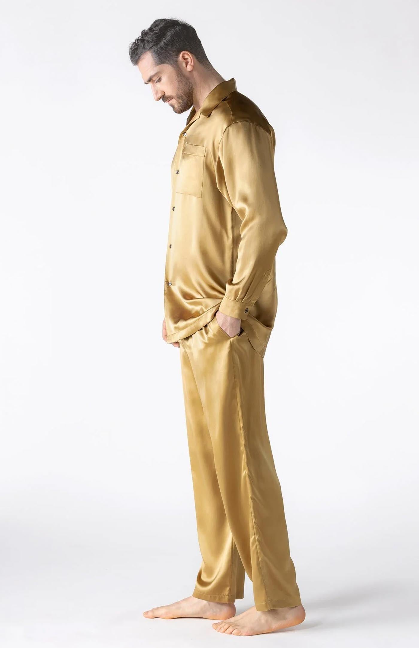 Sunlit Satin | Gold Satin Loungewear Set