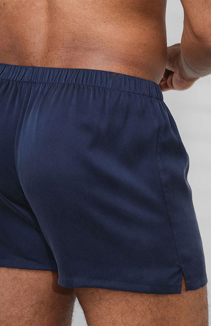 Midnight Tide | Navy Satin Boxer Shorts