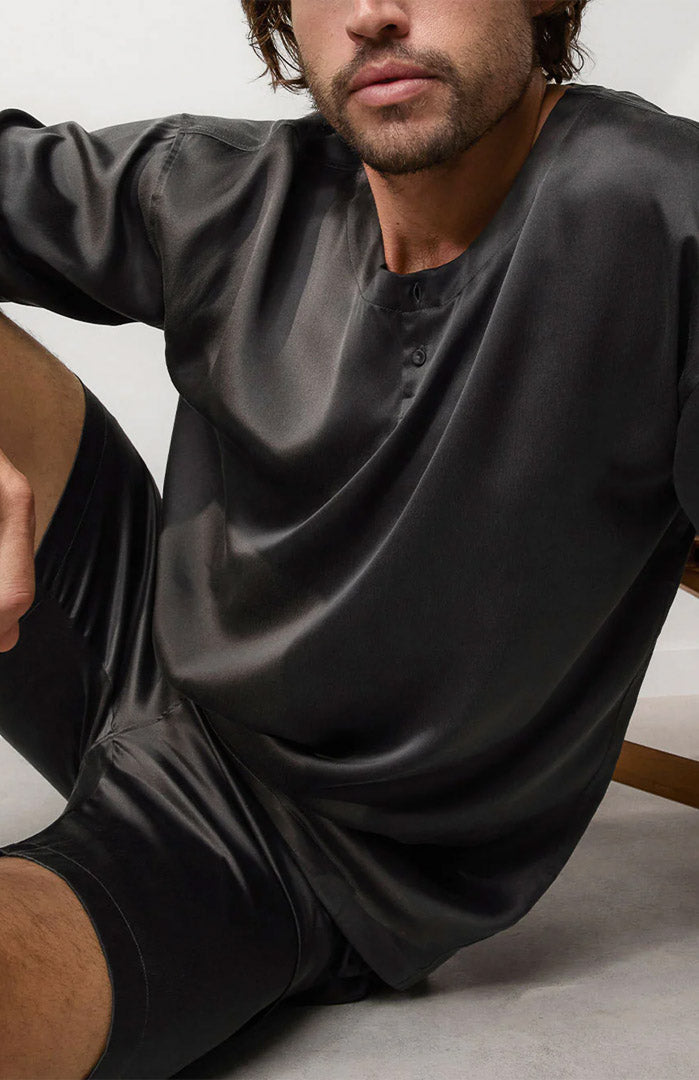 Graphite Luxe | Satin Loungewear Shorts Set