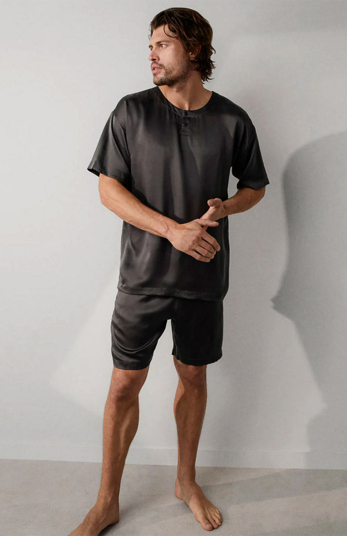 Graphite Luxe | Satin Loungewear Shorts Set