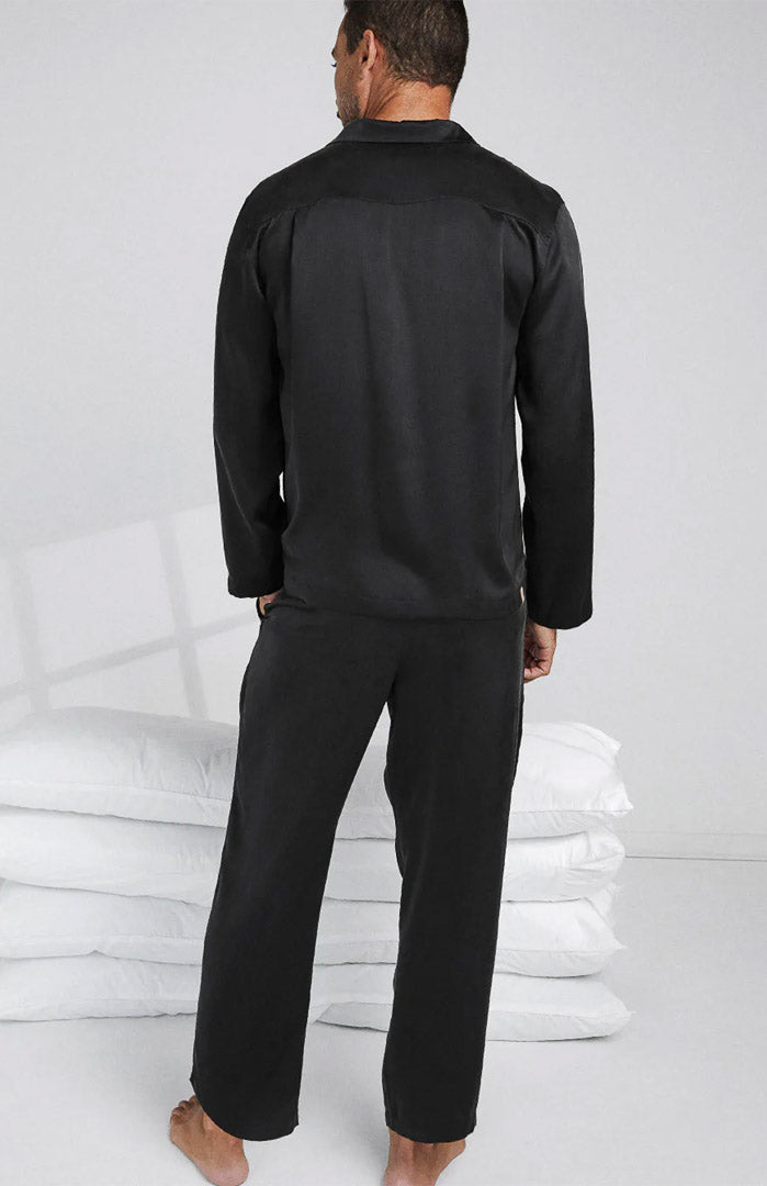 Midnight Luxe | Black Satin Loungewear Set for Men